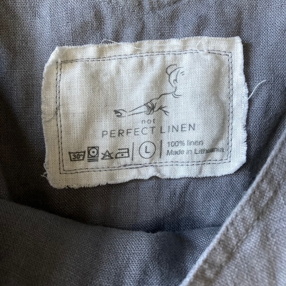 notPERFECTLINEN Light Blue 100% Linen Cropped Jumper Romper BEAUTIFUL Sz L - Picture 6 of 10